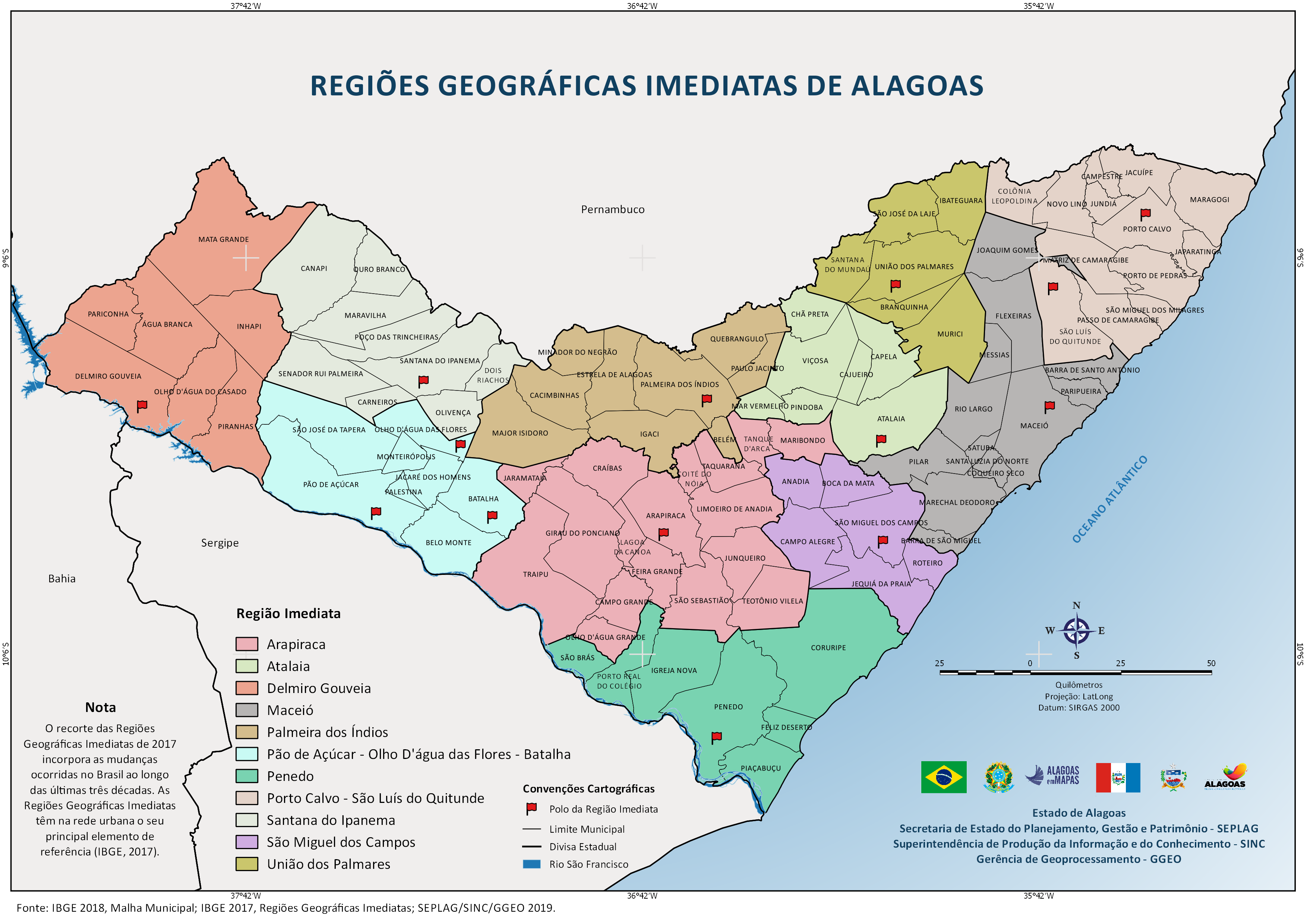 Descubra a nova divisão regional do estado de Alagoas feita pelo IBGE.
